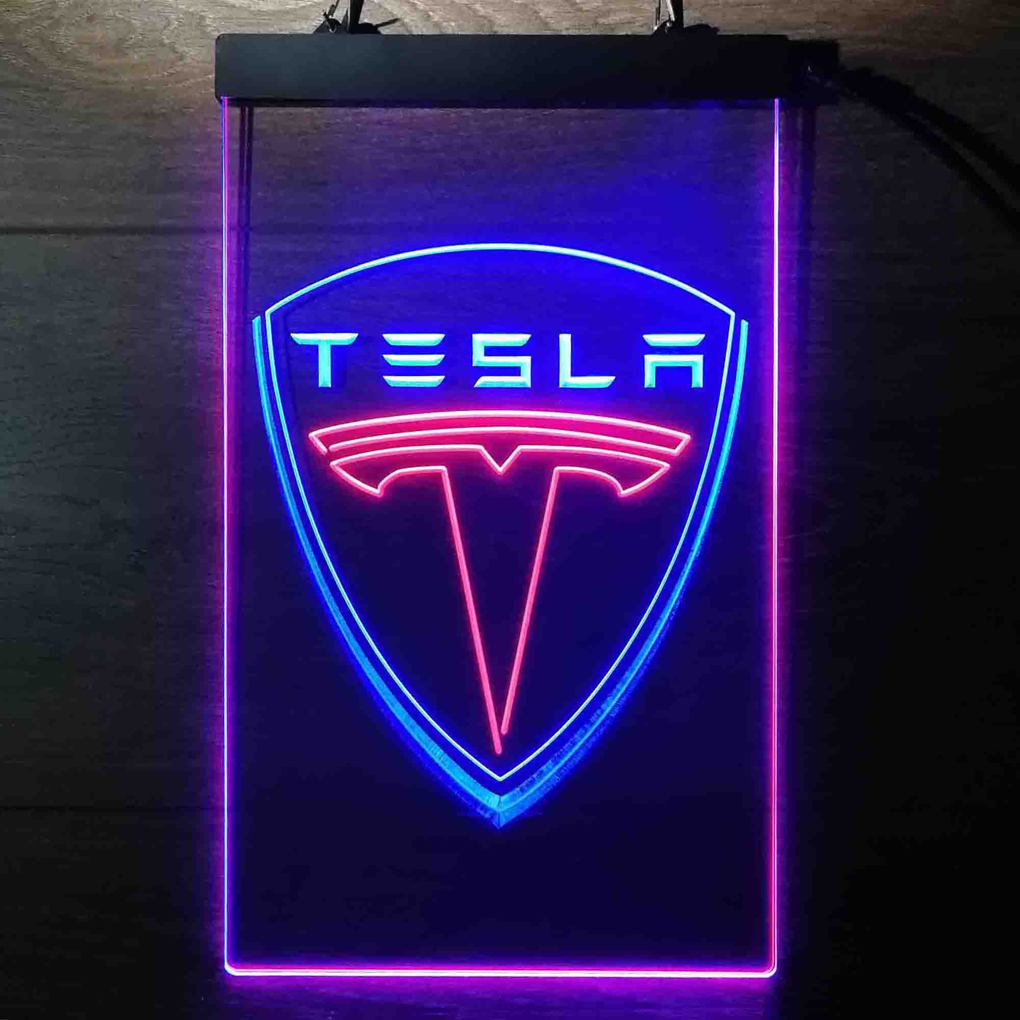 Tesla Logo Dual LED Neon Light Sign